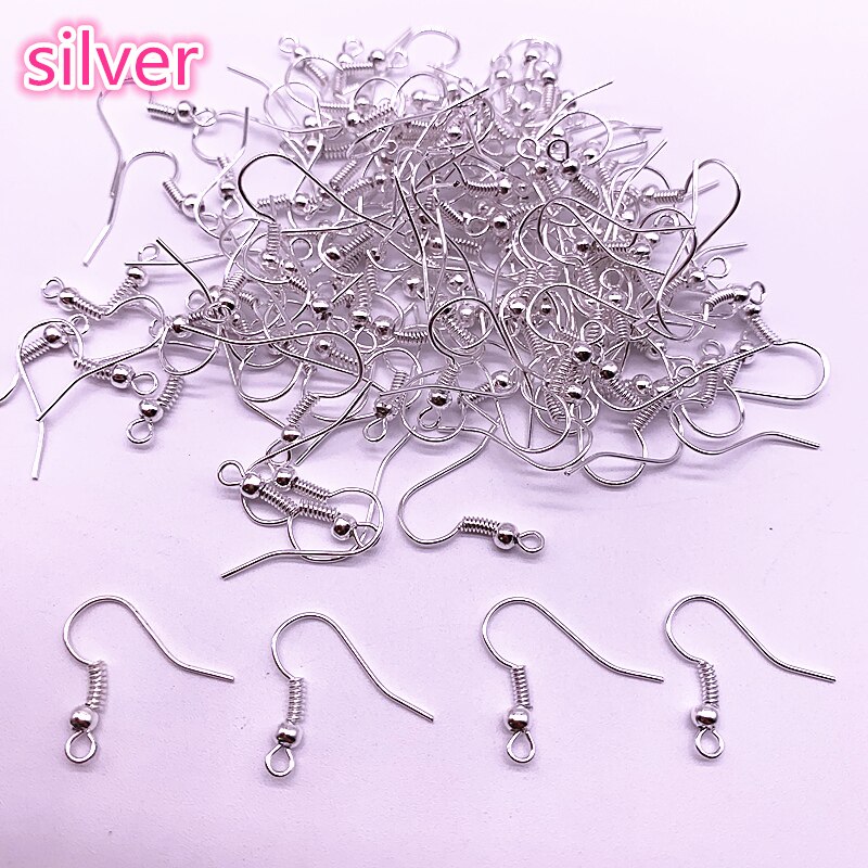 100 STUKS (50 paar) Bevindingen Oorbel Haak Coil Oor Draad DIY Sieraden Maken: silver