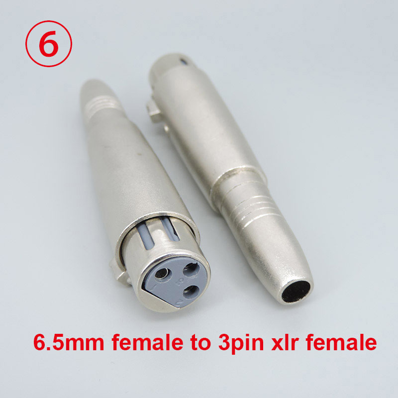 1pc audio Metal Microphone 3pin XLR Male female To 1/4" 6.35mm 6.5 Mic mono RCA male female Stereo Transform Converter Adapter: Brown