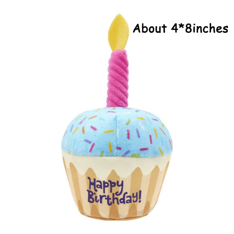 Pet Dog Toy Cute Birthday Cake Squeaky Toys Bite Resistant Bone Shape Stuffed Toy Cat Puppy Chew Toy Interactive Dog Accessories: Cupcake
