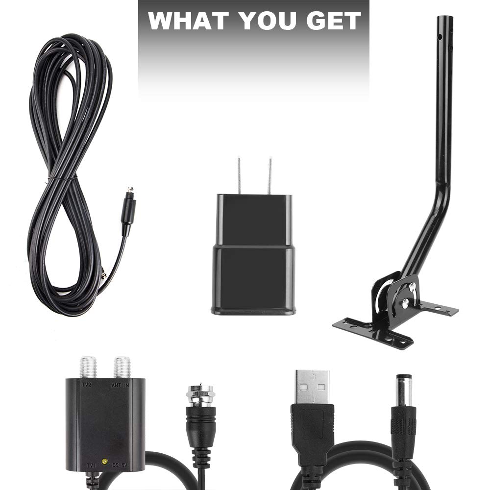 Newest Outdoor TV Antenna Amplified Digital HDTV Antenna with Mounting Pole 150Miles Long Range Amplifier Signal Booster