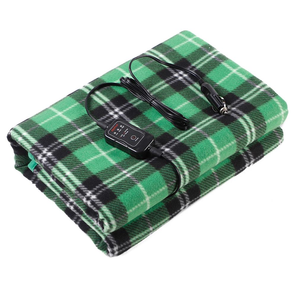 110*145cm cobertor elétrico do carro 12v isqueiro aquecimento rápido flanela cobertor xale inverno quente para benz w211 suv rv caminhão: Green