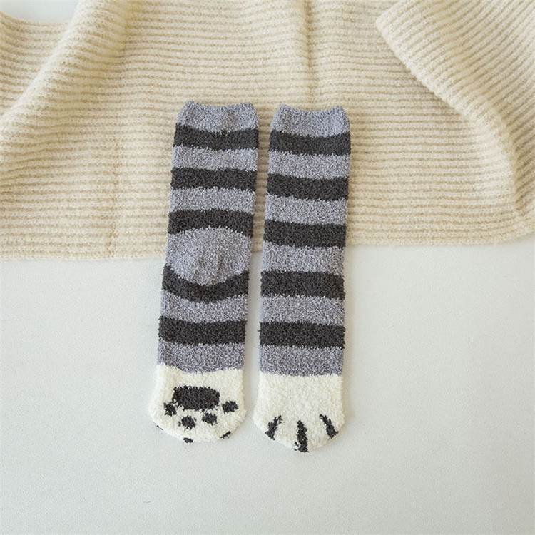 Calcetines gruesos con estampado de huellas de gato para mujer, medias con dedos de animales, de dibujos animados, de cebra, Tigre y gato: 1