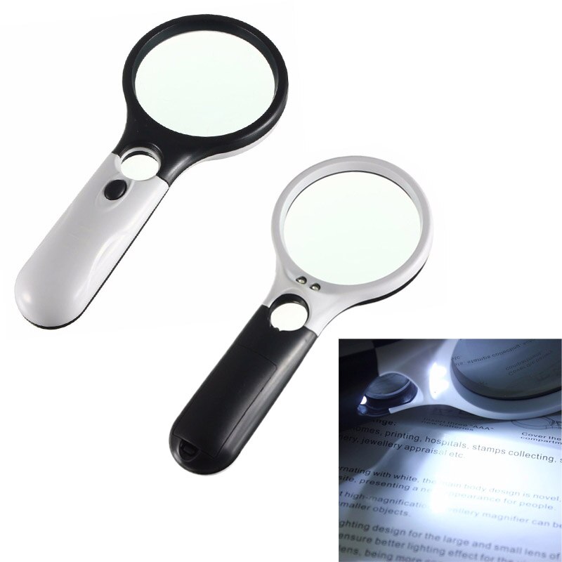 Handheld 3X 45X Verlichte Vergrootglas Microscoop Vergrootglas Aid Lezen Voor Senioren Loupe Sieraden Reparatie Tool Met 3 Led