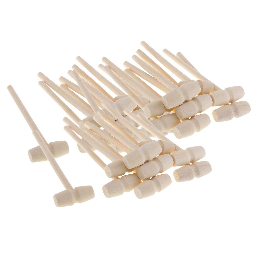 30Pcs Seafood Lobster Crab Mallets Natural Wooden Hammer Kids Toys Craft Small Wooden Hammer for DIY Leather Craft Projects