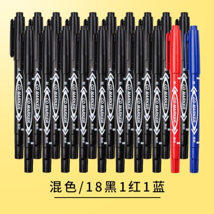 100 PCs Marking Pen Black and White with Pattern Oily Small Double Headed Painting Line Drawing Pen Children Painted for Student: Color Mixture  18 Black 1 Red 1 Blue Oily