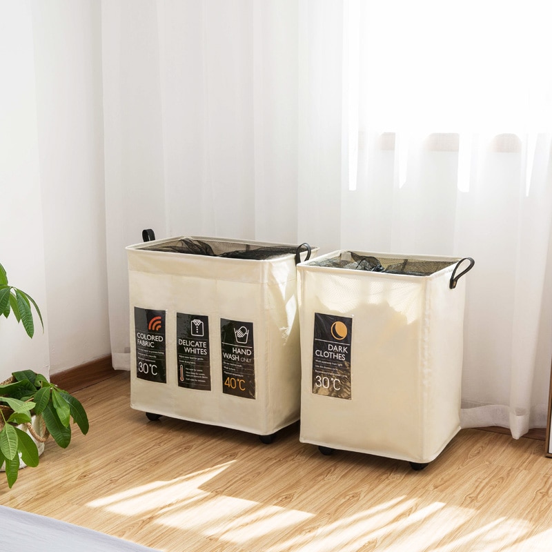 Trois grille roulant coin panier à linge Durable blanchisserie trieur panier vêtements stockage panier Bin organisateur sac de lavage