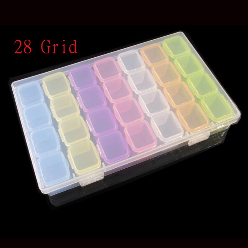56/28 Grids 5D DIY Diamond Painting Drill Box Jewelry Box Rhinestone Embroidery Crystal Bead Organizer Storage Case Container: 28 Grid-Colorful