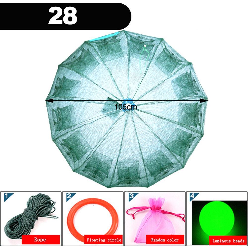 Nylon Steel 4-20 Holes Portable Hexagon Fishing Net for Crayfish Fish Automatic Trap Shrimp Carp Catcher Cage Mesh Net Crab Trap: Blue