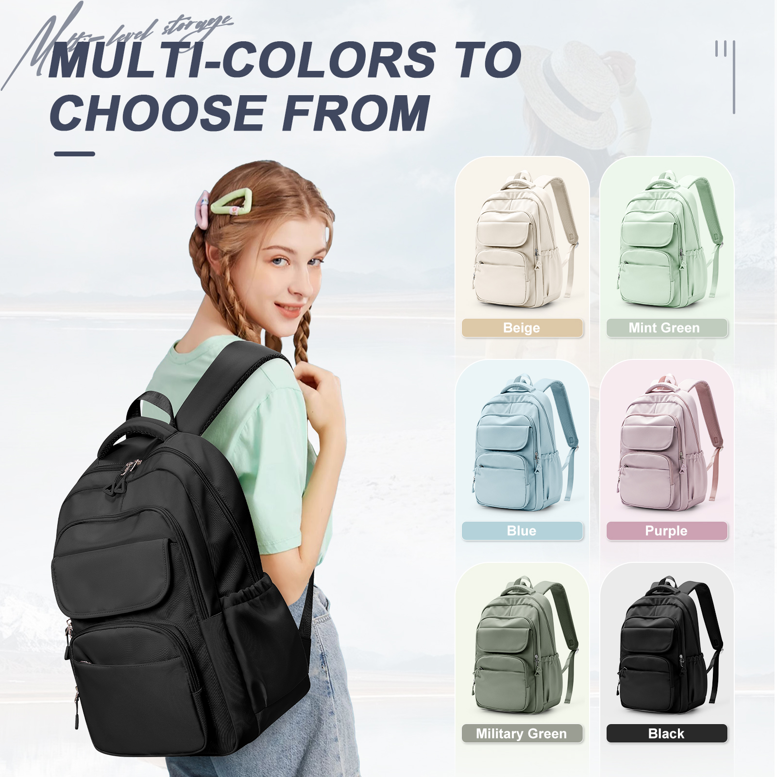 Hochschule Schule Laptop Rucksack, Teenager Mädchen reisen Rucksack freundlicher lässig Tages Rucksack, wasserdichte Mittels chul Tasche Jungen Mädchen: Schwarz