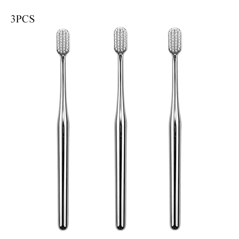 1-6 stücke Luxus Weiche Zahnbürste Männer Frauen Erwachsene Zahnbürste Gold Silber Dental Pinsel Eleganz Sanfte Zahnbürsten: Rot