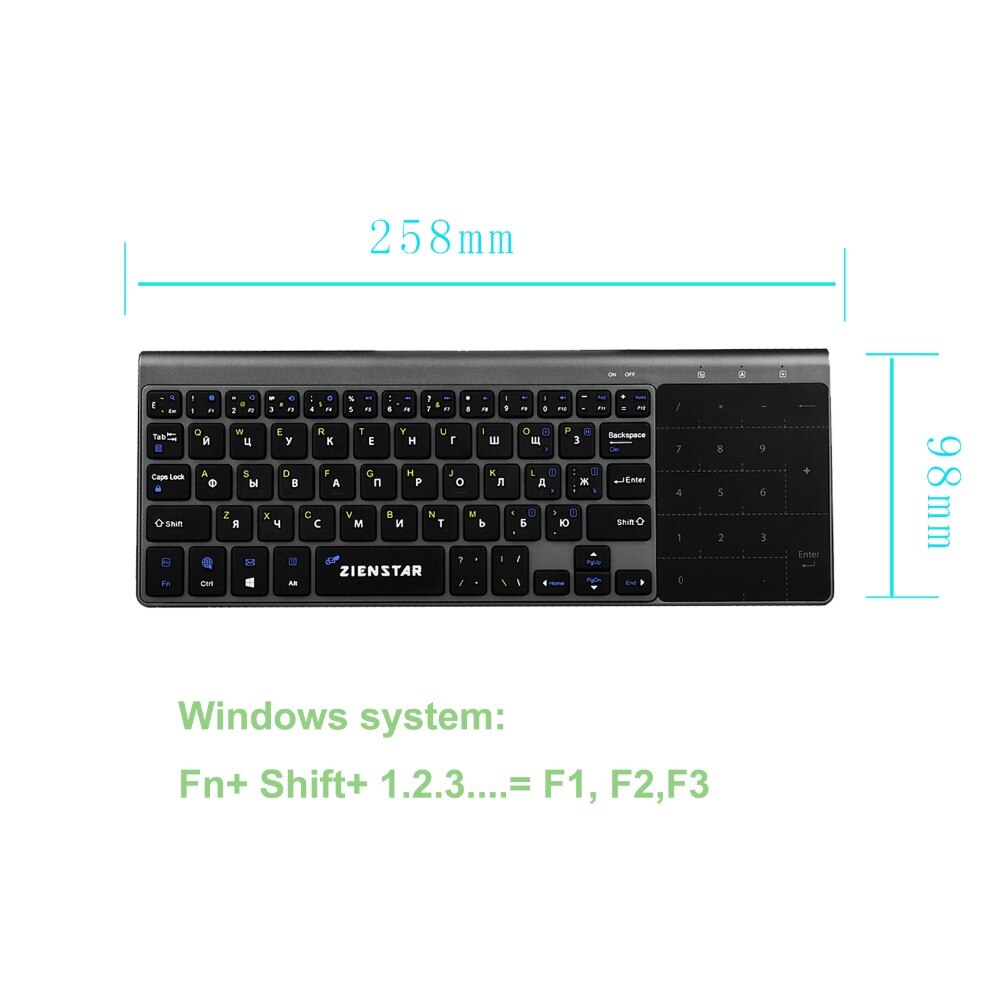 Zienstar russian 2 4ghz wireless keyboard with tou vicedeal
