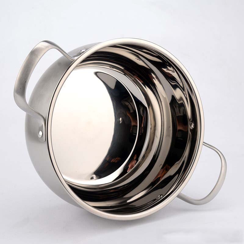 Casserole à soupe à fond épais en acier inoxydable, casserole à double poignée avec couvercle en verre pour cuisinière à gaz à induction, antiadhésive, haute teneur
