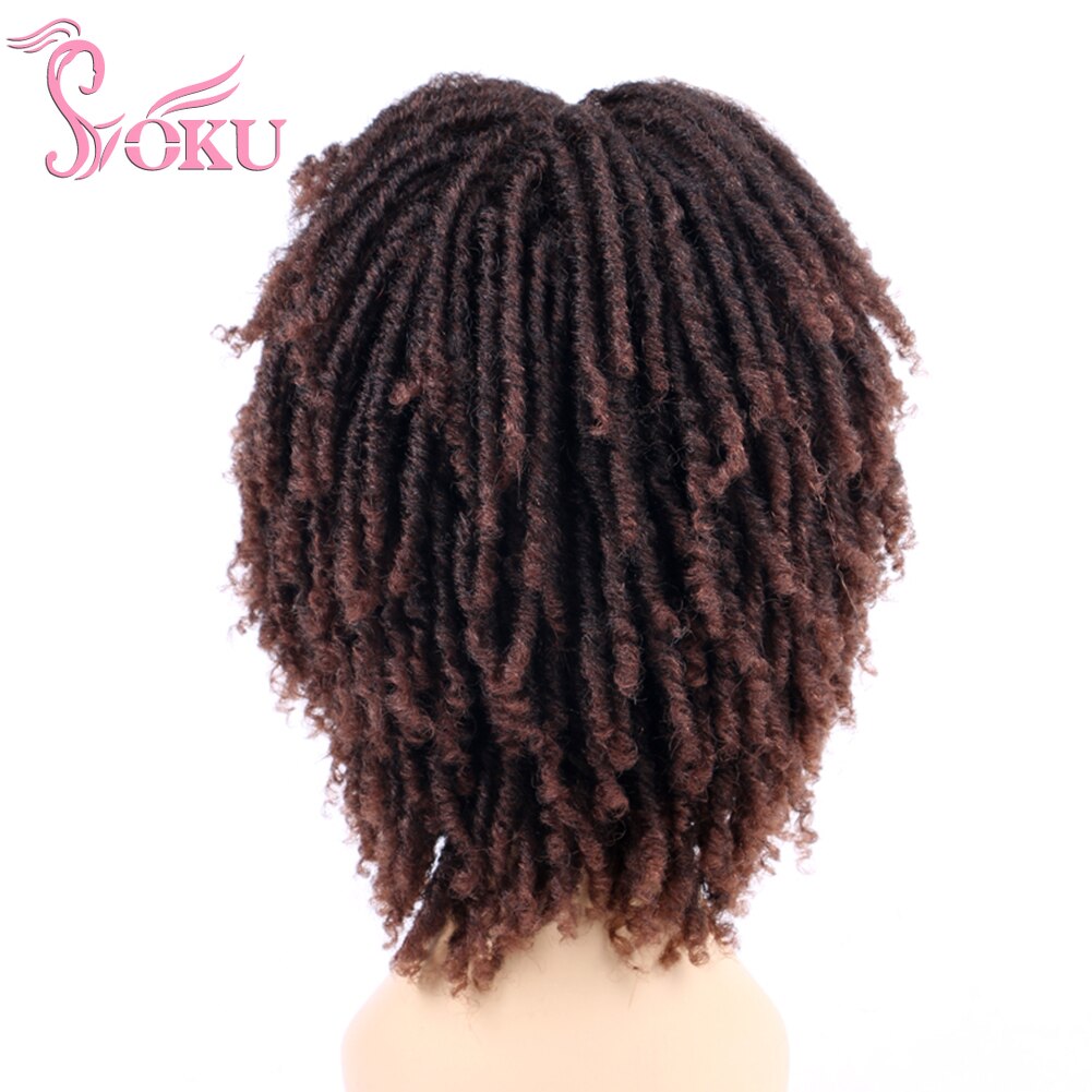 SOKU Ombre pelucas trenzadas con trenzas rastas de imitación Peluca de Bob corto para Mujeres Afro negro rizado trenza pelo sintético pelucas trenzadas