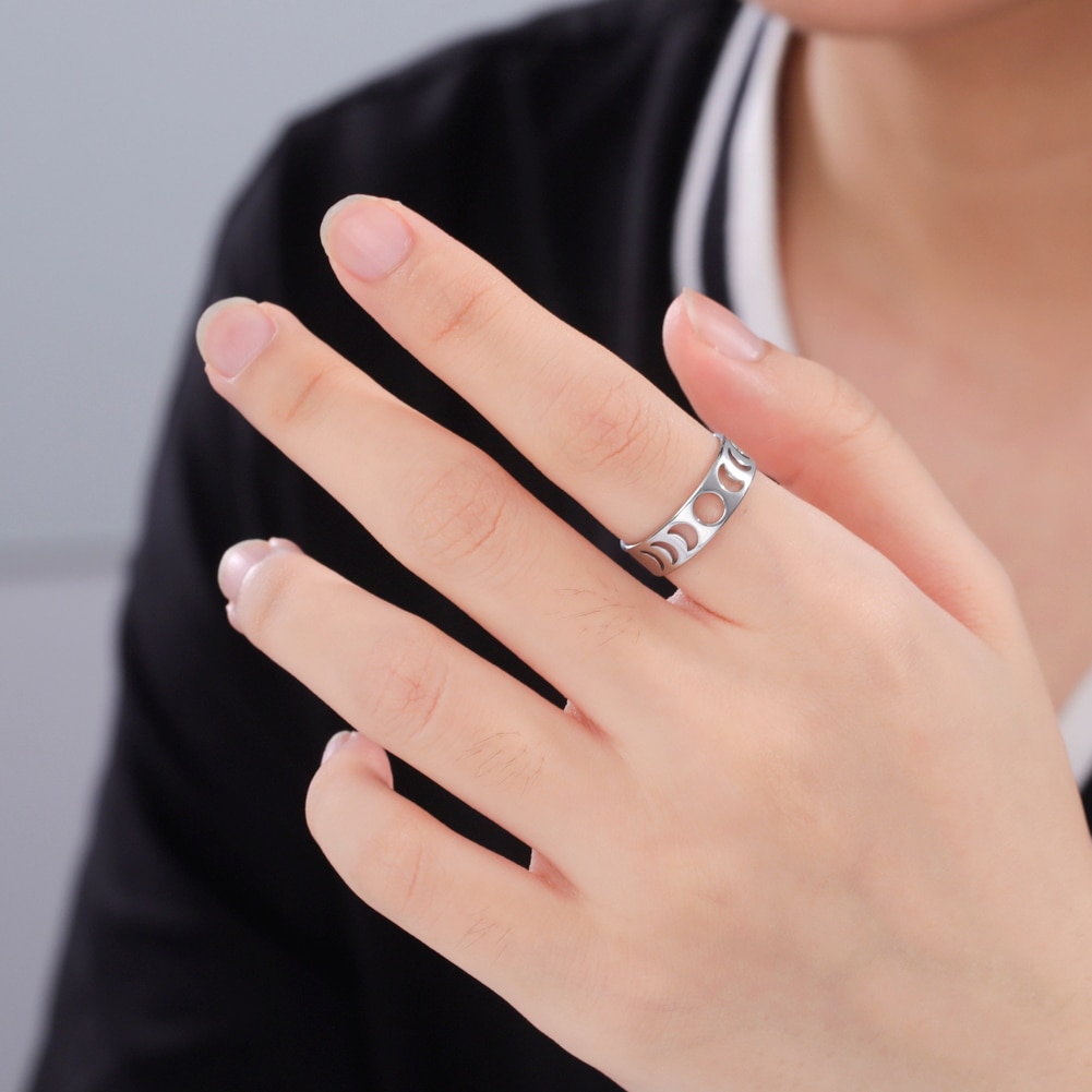 Skyrim – bagues uniques Phase de lune pour femmes, en acier inoxydable, couleur or, croissant de lune, bijoux à la , , 2025