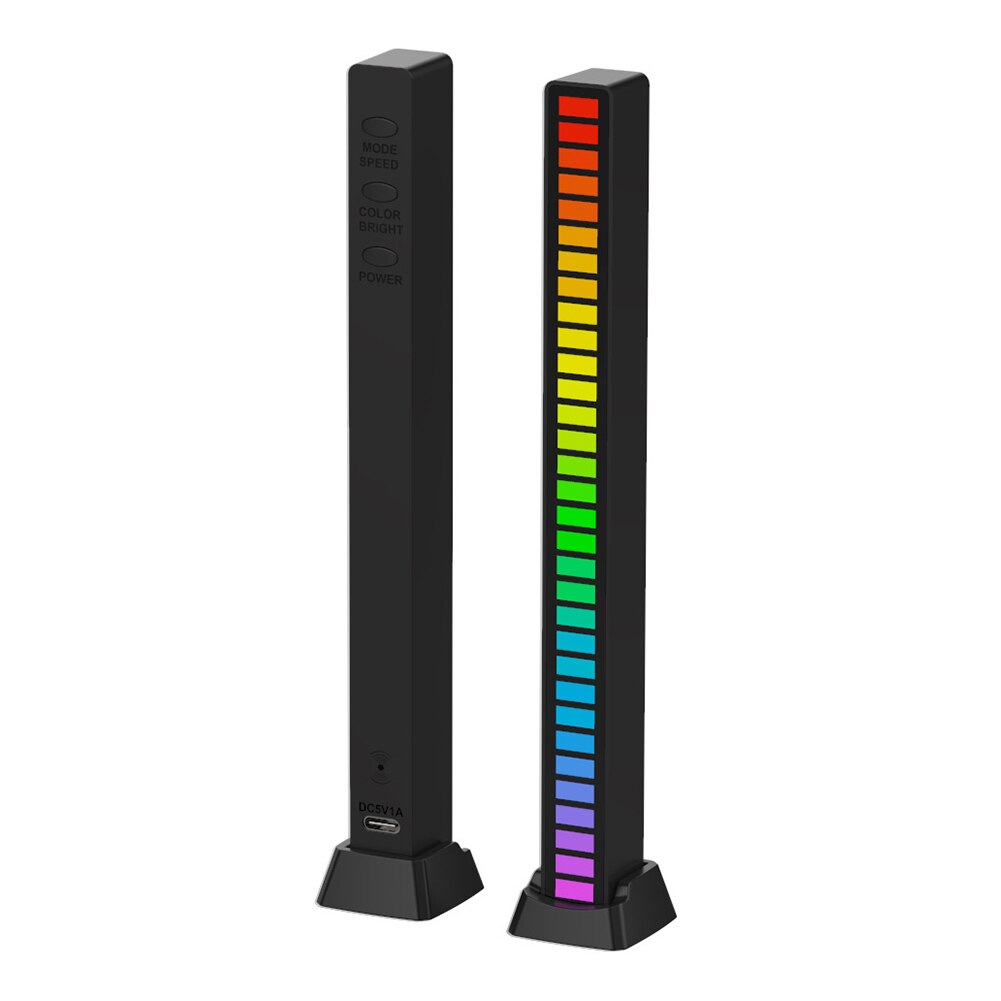 Music rhythm rgb voice-activated pickup rhythm ambient light rgb car ambient lamp bar party decoration: 5v plug-in / Black