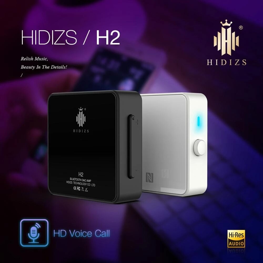 Hidizs H2 Lossless Bluetooth 5.0 Receiver Wireless 3.5mm AUX Jack Adapter NFC Dual HiRes Certified High Performance AMP Receiver