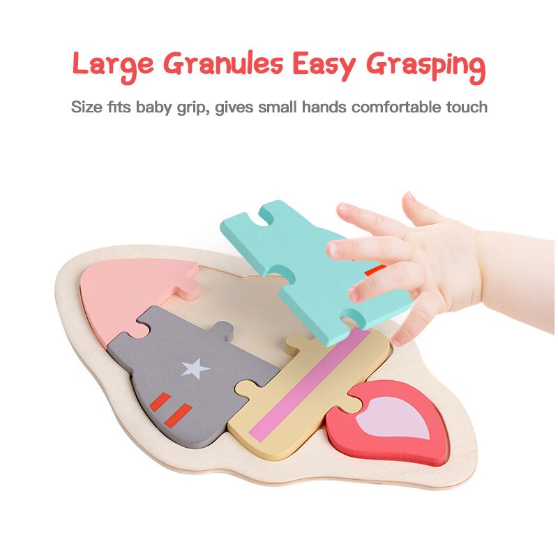 3D Wooden Puzzle Children's Baby Toys Animals And Vehicles Wooden Jigsaw Puzzle Baby Children's Educational Learning Toys