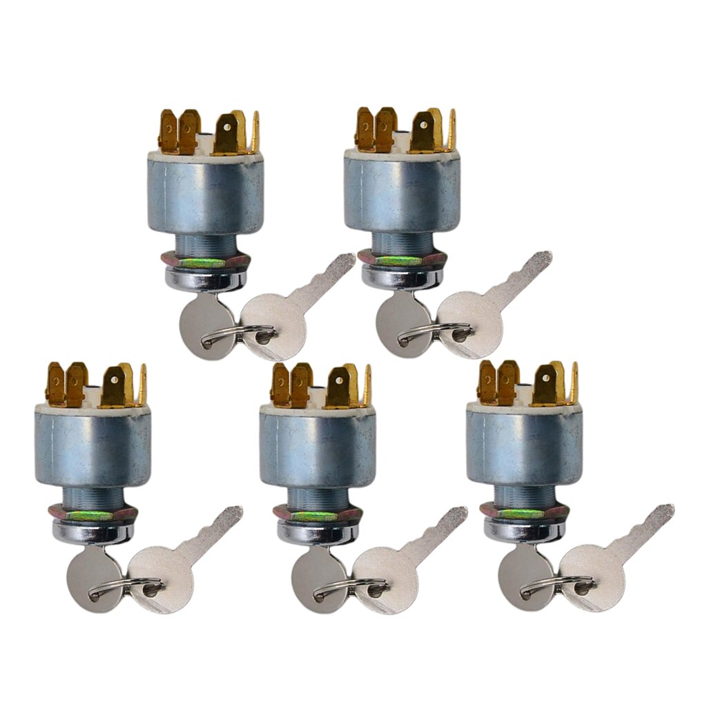 5x 12V Universal Ignition Barrel Key Switch Boat Car Bikes Kit Waterproof