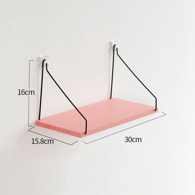 30/40/50cm massivt træ hylde stue væg værelse organisator opbevaring væg stativ væg hylder dekorative: Lyserød 30cm