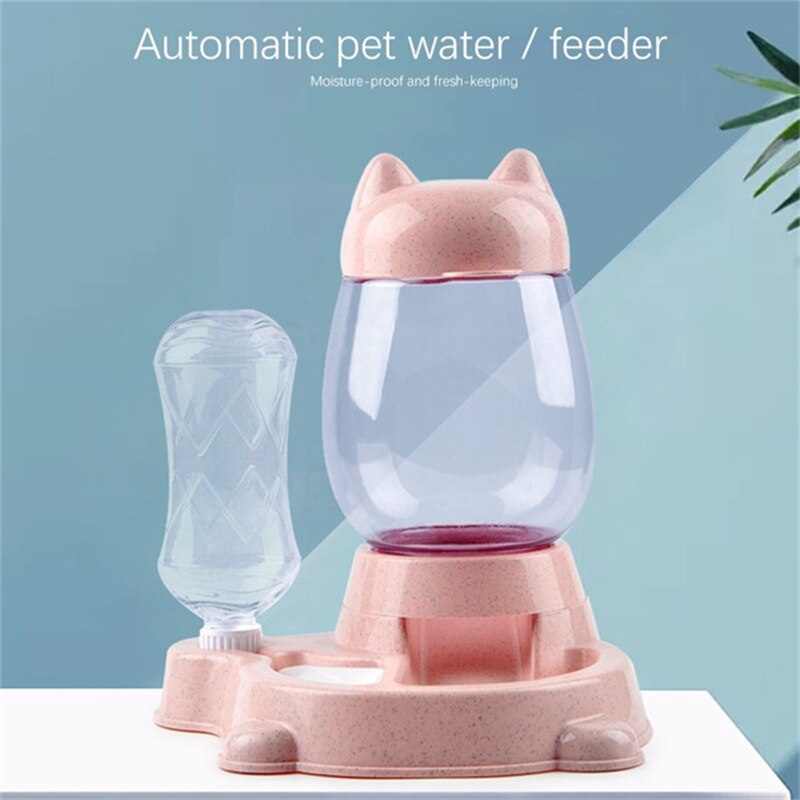 2-in-1 Haustier Automatische Zubringer Haustier Zeug Hund Katze Trinken Schüssel Für Haustiere Wasser Trinken Zubringer Katze fütterung Große Kapazität Spender