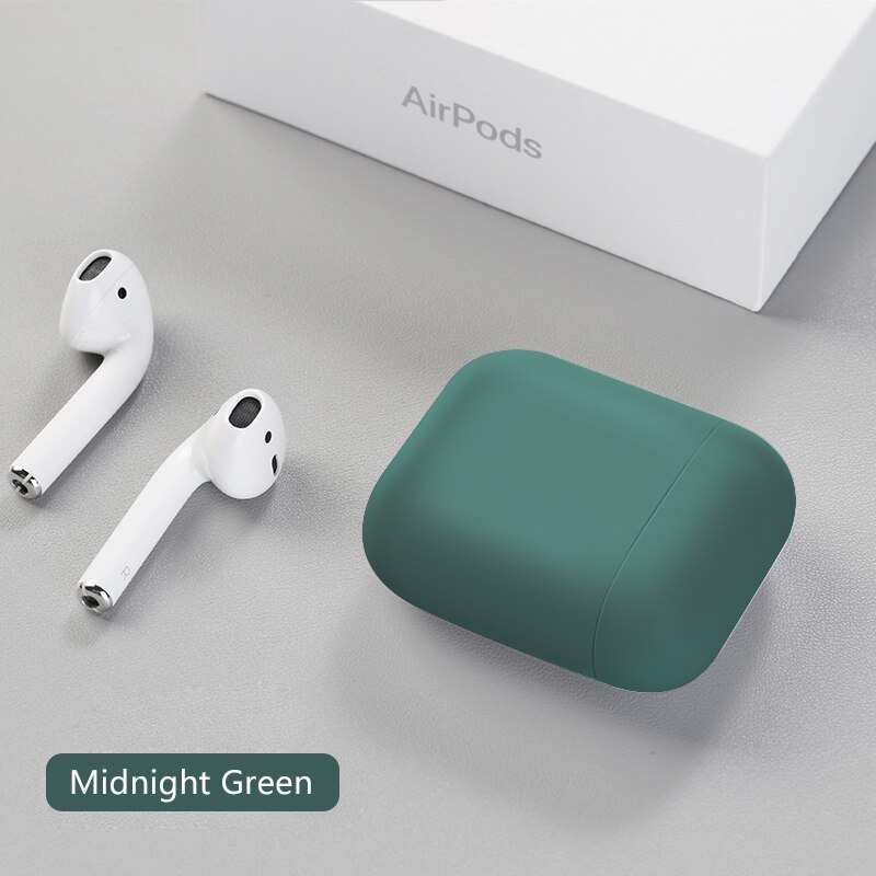 Custodia In Silicone originale Per Apple Airpods 2 Sottile Della Copertura Ultra sottile Custodie Multicolor Protettiva delicato Della Pelle per Airpods di Goccia: midnight green