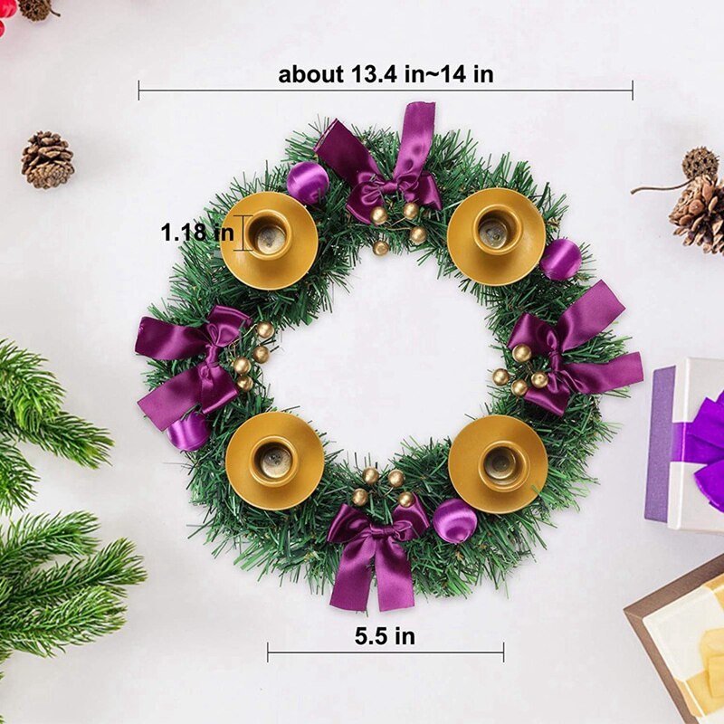 Purple Ribbon Christmas Wreath Advent Garland Season Ornaments Advent Candlestick Ornaments