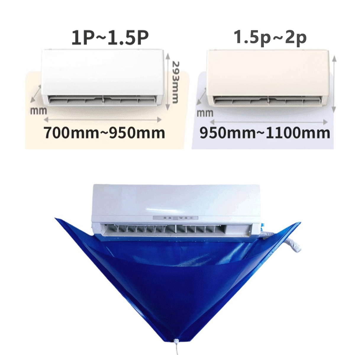 Kit de herramientas de limpieza de aire acondicionado colgante para el hogar 1-1,5 P 1,5-2P, cubiertas de limpieza impermeables de PVC, bolsas de protección contra el polvo, 6/10/12 Uds.