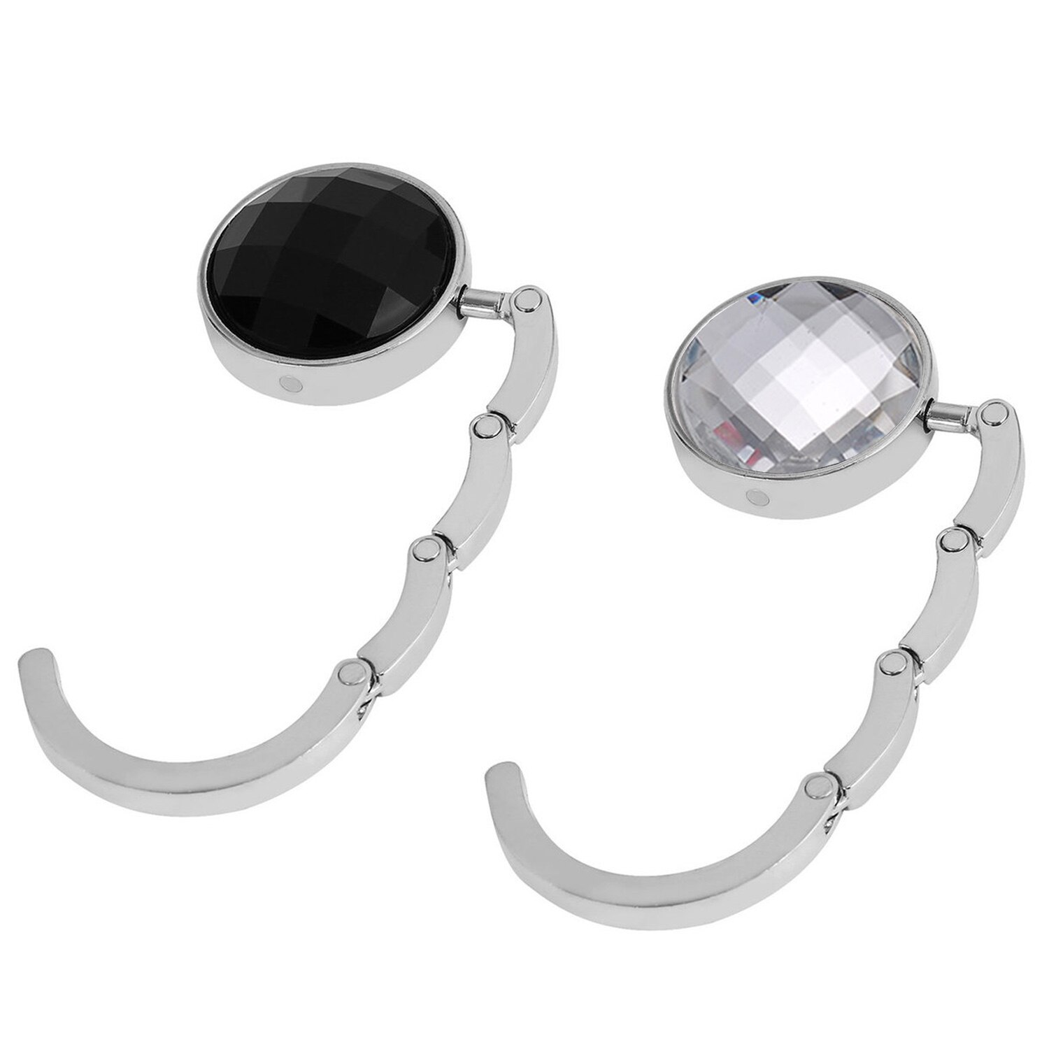 2pcs Portable Folding Round Crystal Alloy Purse Bag Handbag Holder Hook Desk Table Hanger Accessories For Office School Supplice