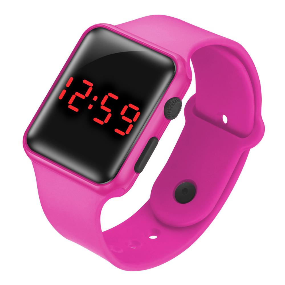 LED Student Electronic Watch Children Watch Suitable For Boys and girls Cute Bracelet Color watch: Rose