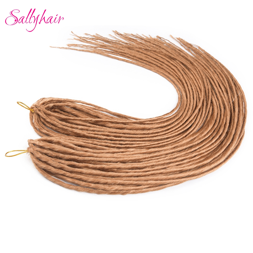 Sallyhair-extensiones de pelo largo para hombre y mujer, trenzas de ganchillo sintéticas, blancas y negras, 20 pulgadas, 12 hebras, hechas a mano
