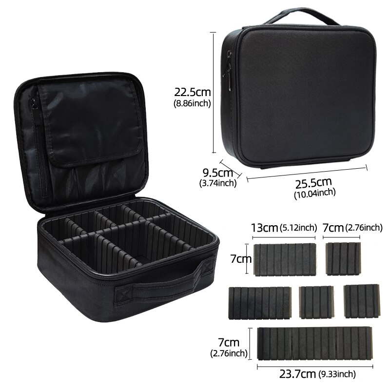 Marble Cosmetic Bag Partition Multi Functional Portable Travel Storage Makeup Case: Oxford cloth Black