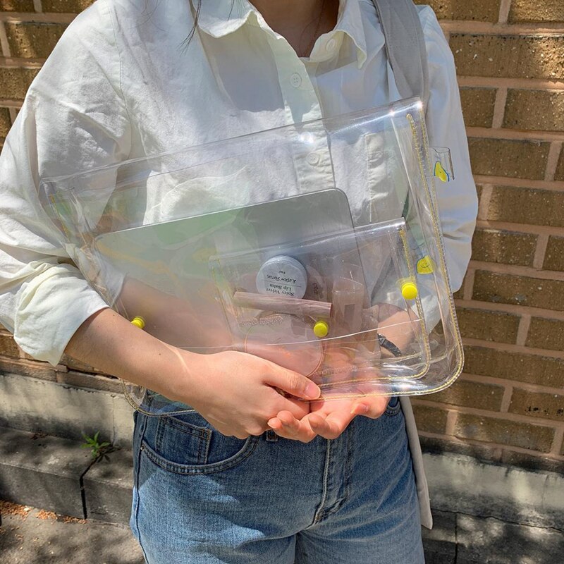 eins transparent Briefpapier Zitrone Datei Tasche A4 PVC Wasserdicht Bleistift fallen Tragbare Daten Kosmetik Lagerung Tasche Schule Liefert: groß 