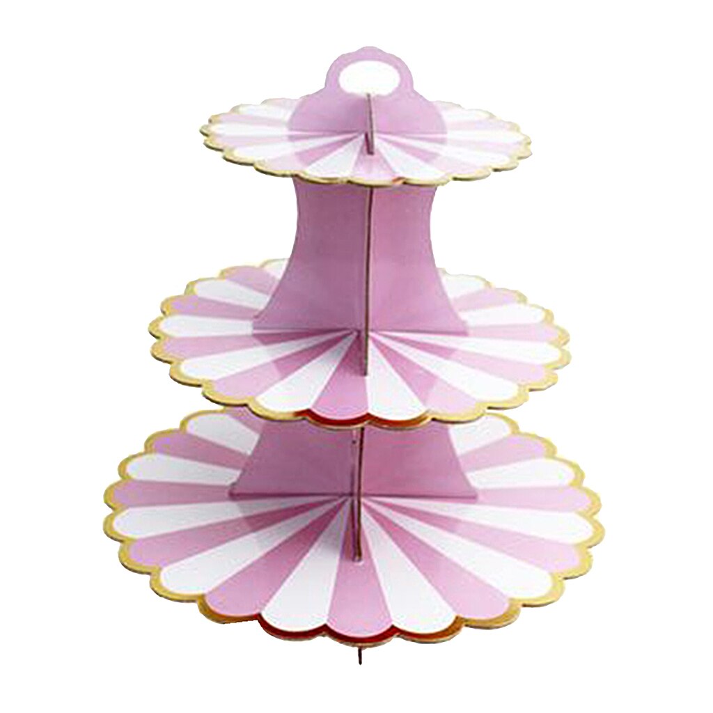 3 Tier Collapsible Cupcake Stand Cake Macaron Display Tower Birthday Party Tool: Rose Red