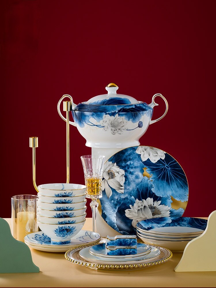Dishes dishes dishes fish dishes Jingdezhen bone china tableware