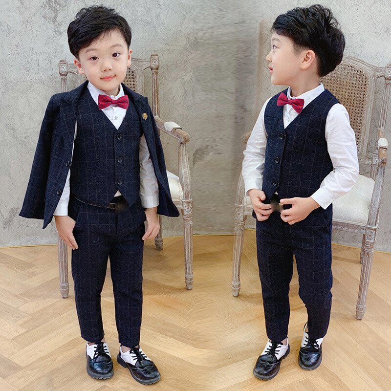 Kinderen Formele Pak Sets Bloem Jongens Blazer Vest Broek Kleding Sets Kids Wedding Party Piano Perfomance Kostuum