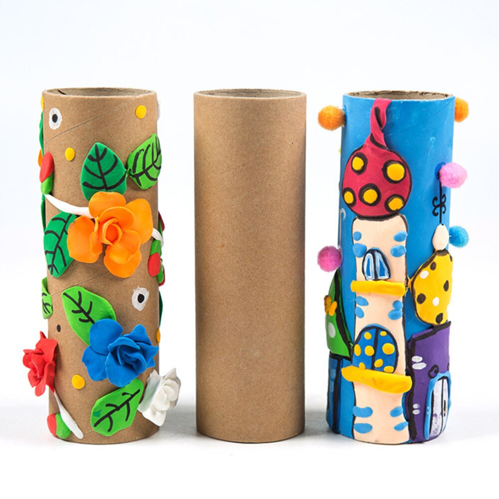 30PCS Craft Rolls Fun Cardboard Tubes for DIY Art and Craft Children Drawing (Wood Color)