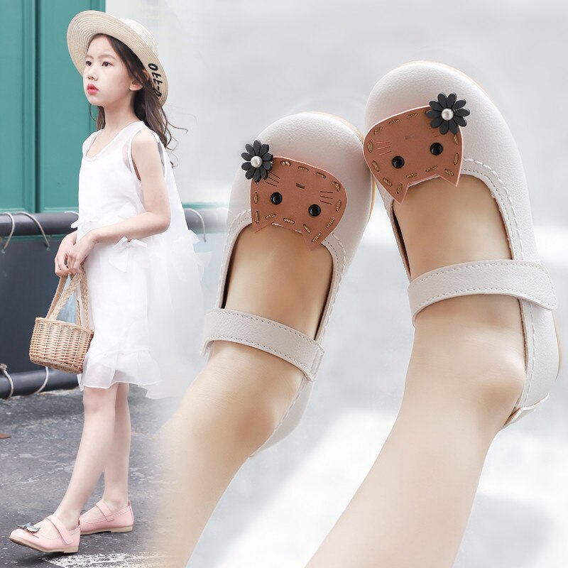 JY Frühjahr freundlicher Mädchen lässig schuhe mädchen PU prinzessin katze schuhe 21-30 368 weiß rosa TB02