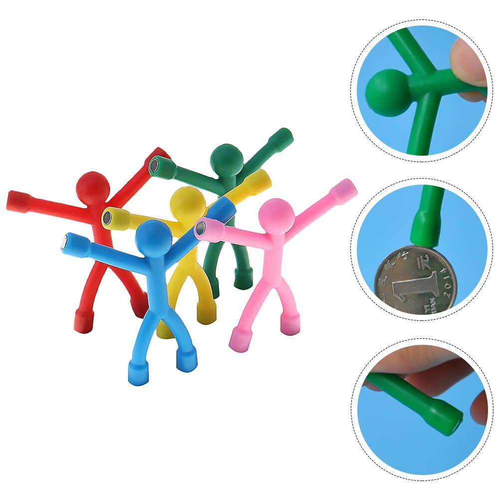 5Pcs Little Man Shape Wall Hooks Magnetic Key Hanger Random Color