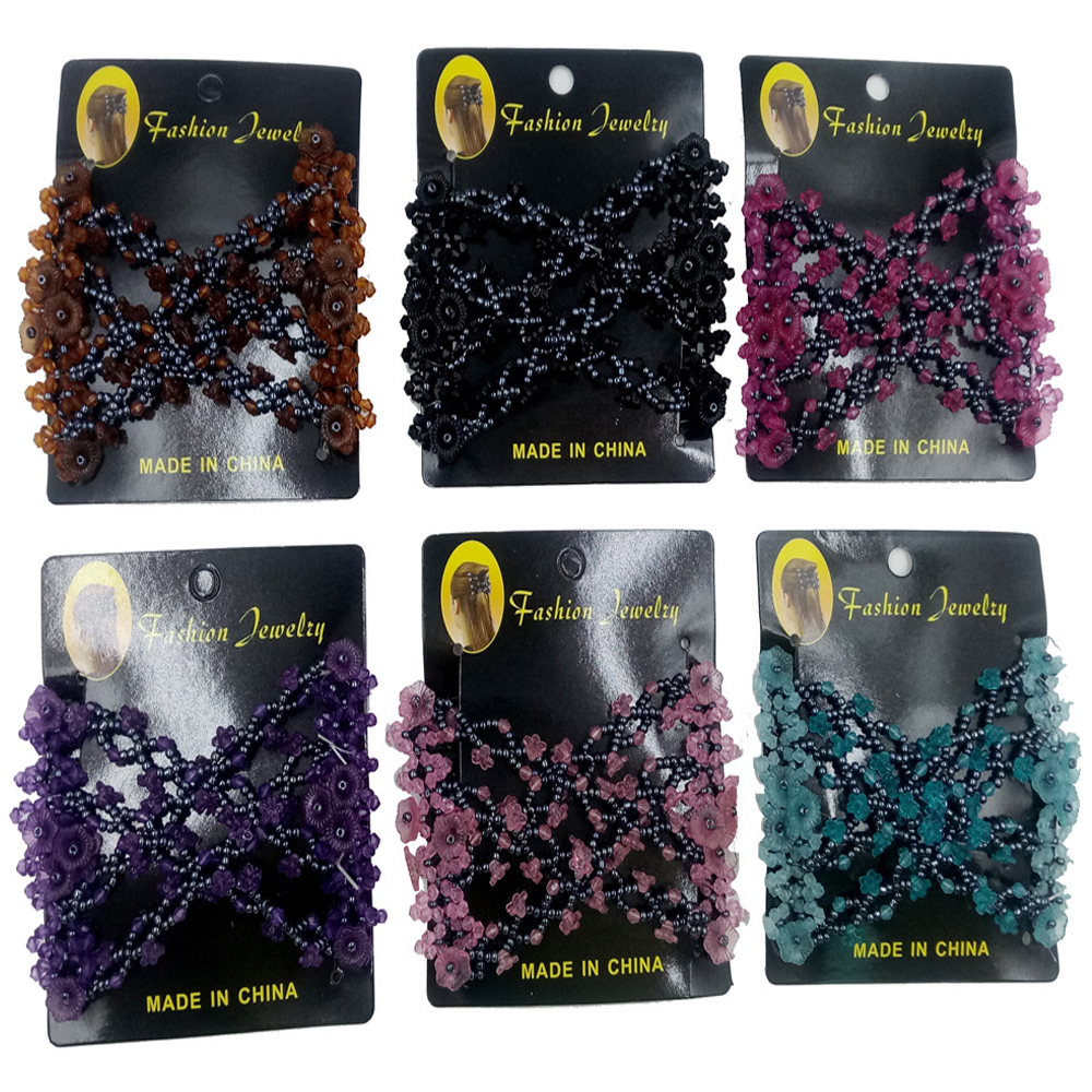 Peigne magique rétro à perles pour femmes, peigne coulissant en métal élastique, accessoires pour cheveux floraux, outil de coiffure, épingle à cheveux pour femmes