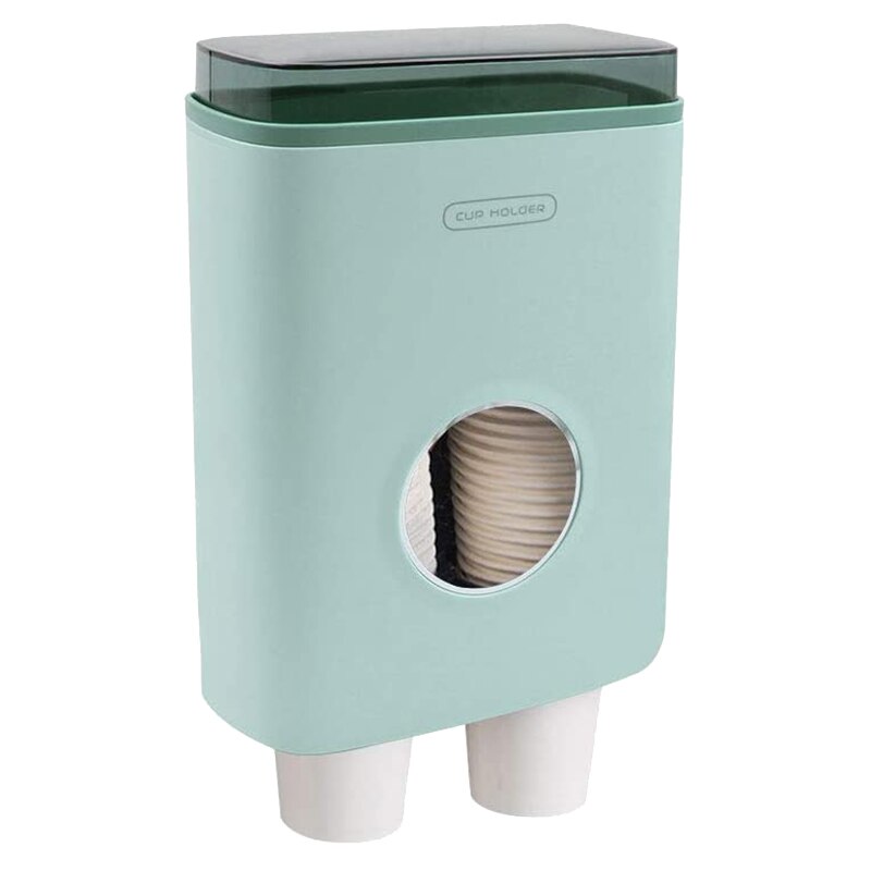 Dispensador de vasos de agua montado en la pared, soporte de vasos de papel de 3Oz-8Oz: Green
