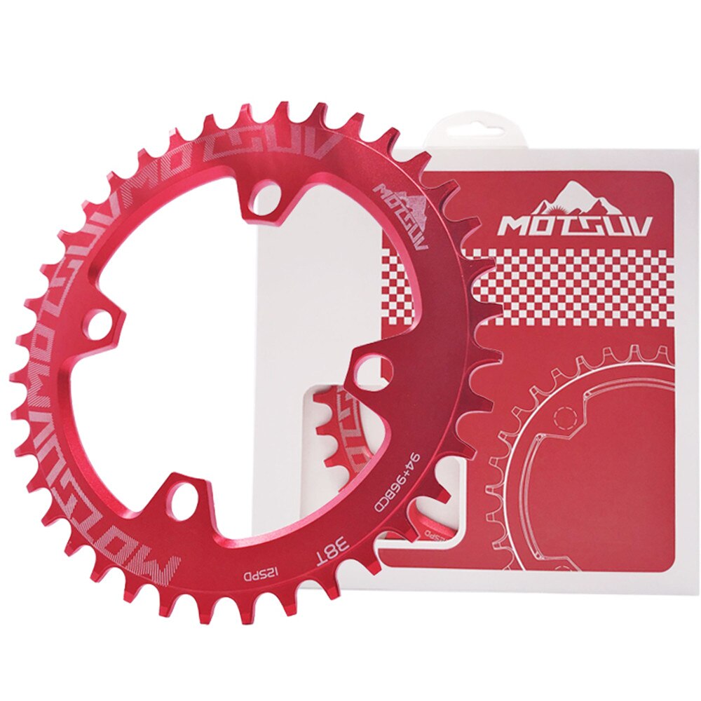 MOTSUV redondo 94 + 96mm 94BCD/96BCD 32/34/36/38T plato de bicicleta de montaña MTB para ALIVIO M4000 M4050 NX GX X1 piezas de manivela: Round 38T Red