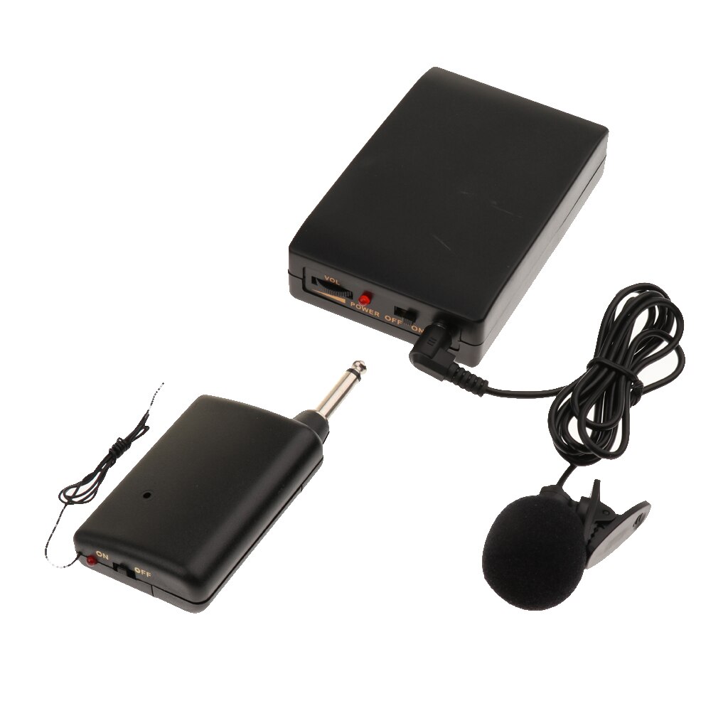 Waist Hanging FM Transmitter Receiver Kit Lavalier Lapel Clip Microphone