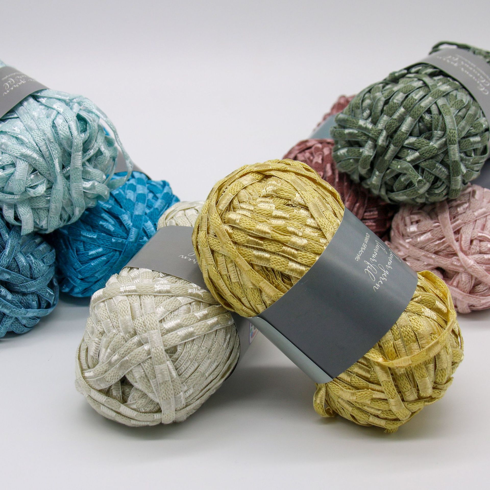 Fil à tricoter de ruban plat, fils de chenil, bricolage, écharpe, pull, Nylon, mélange acrylique, crochet, écharpe, chapeau, fil de couverture
