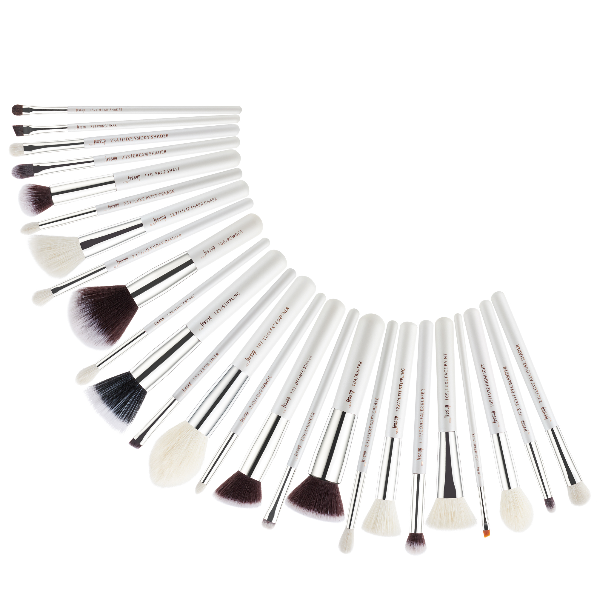 Jessup kwastenset 25-delig Professionele make-up kwastensets Foundation Make-up kwast beauty Tool Poederblush Parelwit/zilver: Default Title
