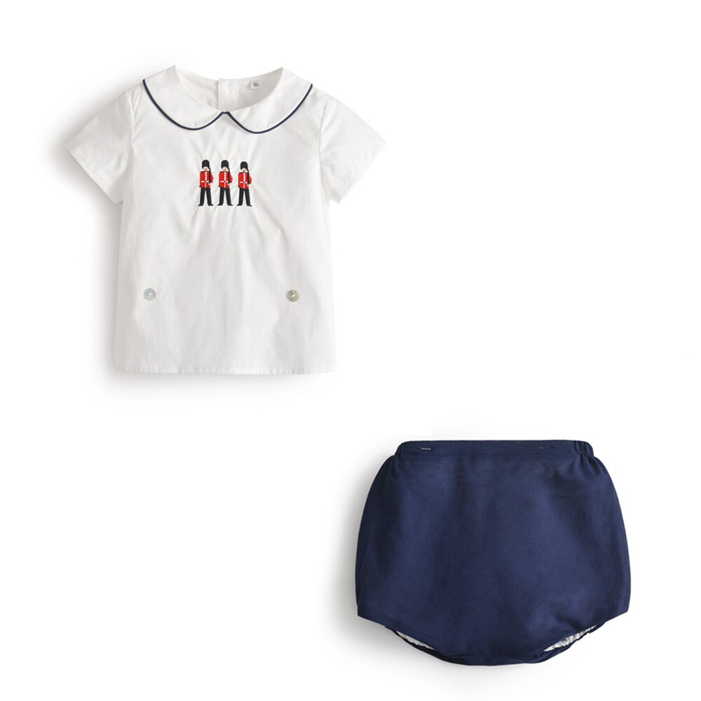 Drenge bomuldstøj sæt baby spanien boutique tøj småbørn sommer jakkesæt spædbørn skjorte selebukser børnefødselsdagsfest outfits