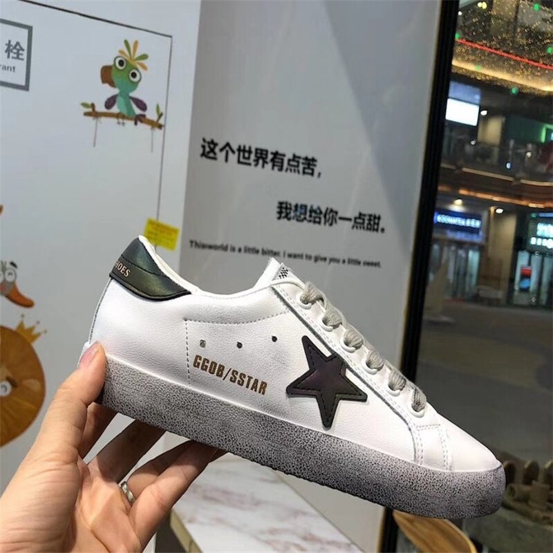 ciel étoilé chaussures été plat chaussures pour femmes blanc chaussures réfléchissant unique chaussures augmenté rétro chaussures