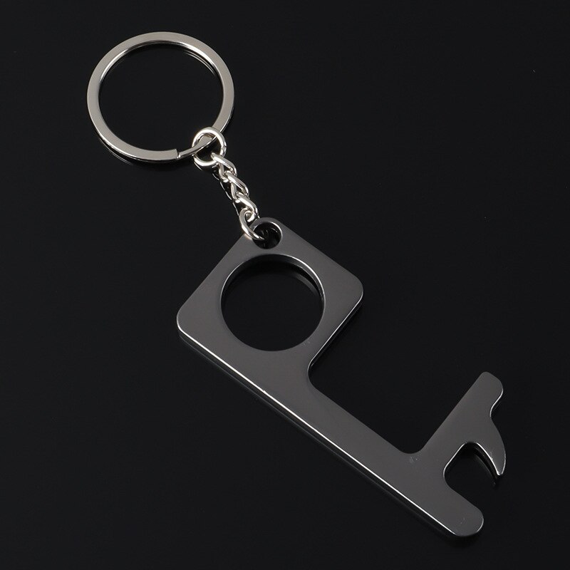 1 Pcs Copper Aluminum Alloy Anti-touch Door Handle Elevator Artifact Key Ring Touch Screen Key Ring Classic Key Door Opener