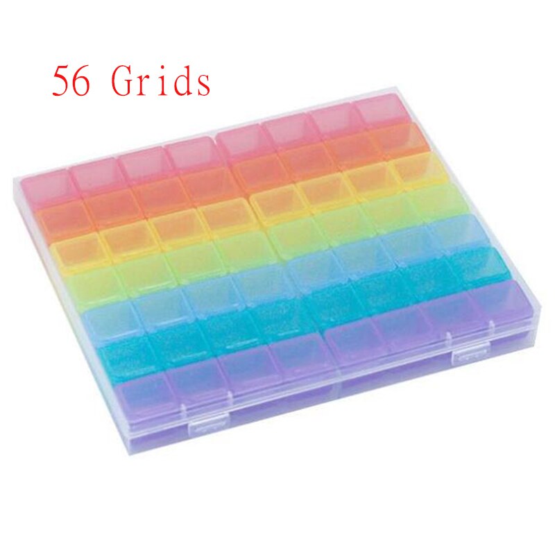 56/28 Grids 5D DIY Diamond Painting Drill Box Jewelry Box Rhinestone Embroidery Crystal Bead Organizer Storage Case Container: 56 Grid-Colorful