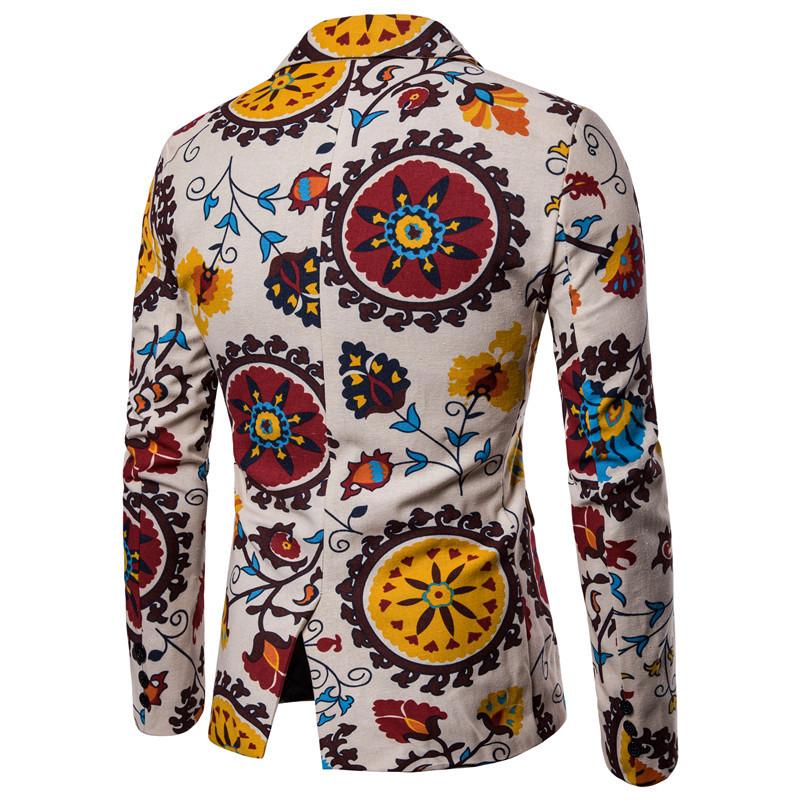 Bloemen gedrukt ontwerpen mannen Blazer Jas Katoen en linnen Casual Slim fit Smoking Blazers Mannen Pakken: X11 / M