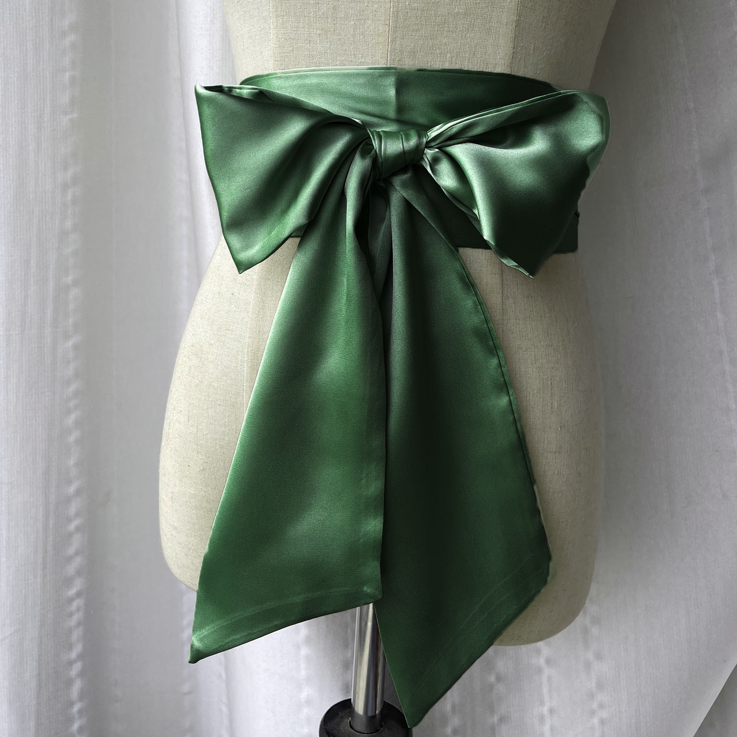 Satijnen Strik Brede Corset Riem 9.5x250 cm Wijn Wit Rood Zwart Roze Geel Marine DIY Strik Tailleband voor Vrouwen Meisje: Army Green